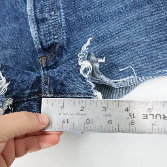 Agolde Parker Denim Shorts Womens 25 medium Wash Cutoff Raw Hem Distressed 2.5" - Picture 5 of 10